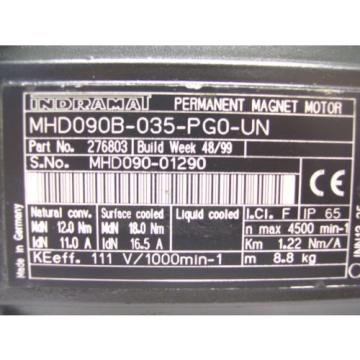 REXROTH Mexico Germany INDRAMAT  PERMANENT MAGNET MOTOR  MHD090B-035-PG0-UN   60 Day Warranty!