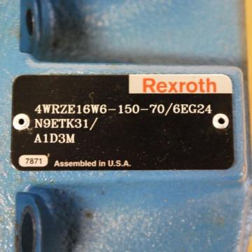 Rexroth Canada Mexico 4WRZE16W6-150-70 Main Valve. 4WRZE16W6-150-70/6EG24N9ETK31/A1D3M. - USED
