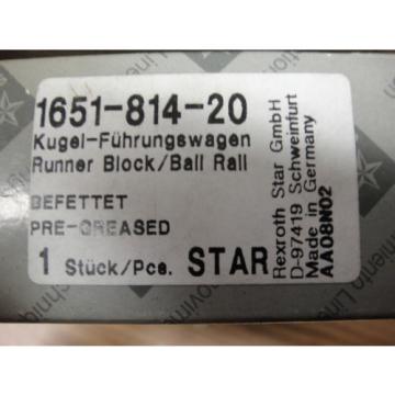 Used Dutch India REXROTH STAR RUNNER BLOCK / BALL RAIL 1651-814-20