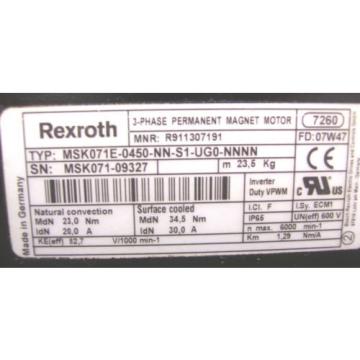 Origin  REXROTH  PERM MAGNET MOTOR  MSK071E-0450-NN-S1-UG0-NNNN  60 Day Warranty