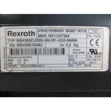 REXROTH AC SERVO MOTOR MSK050C-0300-NN-M1UG0-NNNN REFURBISHED amp; FULLY TESTED