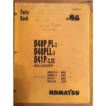Komatsu D40P PL-3 D40PLL-3 D41P-3 Crawler Tractor Dozer Parts Catalog Manual