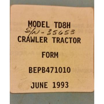 Dressta Komatsu Dresser TD8H Crawler Tractor Dozer PARTS BOOK Manual BEPB471010