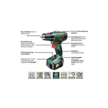 Bosch PSR 1800 LI-2 Cordless Drill Driver with 18 V Lithium-Ion Battery