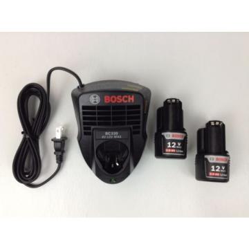 Bosch 12 Volt BC330 Battery Charger &amp; BAT414 Lithium-Ion 2.0 Ah Battery (2 pack)