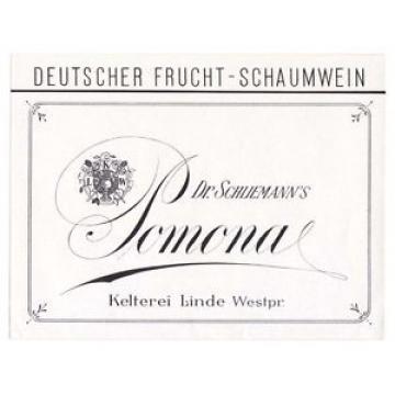 Linia - LINDE  Westpr.  Dr. Schliemann Frucht-Schaumwein Etikett label x0860