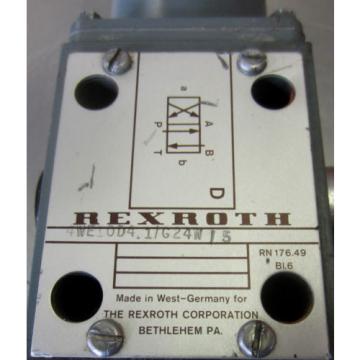 REXROTH HYDRAULIC CONTROL VALVE 4WE10D41/G24W/5 Used T/O