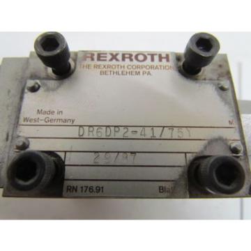 Rexroth DR6DP2-41/75Y Flow Control Valve Hydraulic W/AG 17112 Manifold