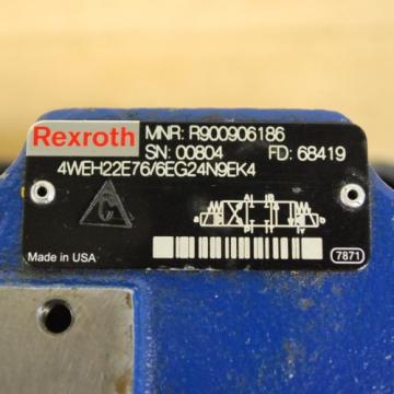Rexroth 4WEH22E76/6EG24N9EK4, MNR:R900906186 Hydraulic Base Valve - USED