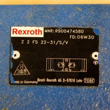 Rexroth Z2FS22-31/S/V Hydraulic Manifold Block Valve MNR:R900474580, FD:06W30