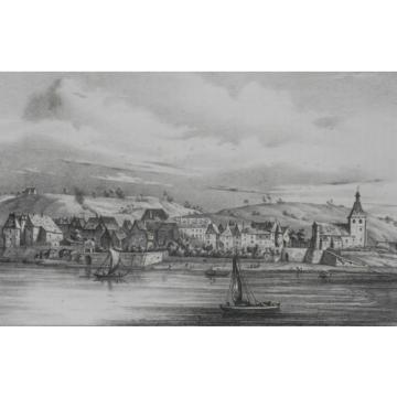 Lithographie Originale XIXème - Ville de la Linde - J. Philippe
