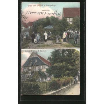 alte AK Neuhof, Gartenpartie, Gasthof Zur Linde 1908