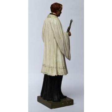 Heiliger Aloisius Holzfigur Skulptur Linde geschnitzt gefasst 19. Jh. H. 43 cm