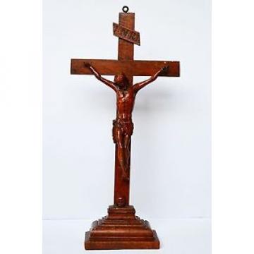 Großes Kreuz Altarkreuz Holz Eiche Linde handgeschnitzt 1830/40 Kreuz Höhe 70 cm