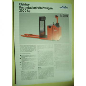 Sales Brochure Original Prospekt Linde Elektro-Kommisionierhubwagen N 20 N