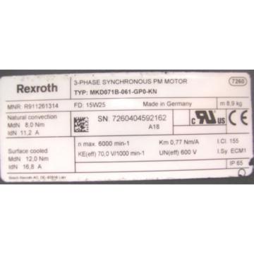 Origin REXROTH INDRAMAT  PM SERVO MOTOR   MKD071B-061-GP0-KN   60 Day Warranty