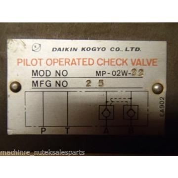 Daikin Kogyo Pilot Operated Check Valve MP-02W-22 _ MP02W22 Hydraulic Unit
