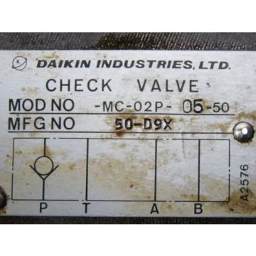 Daikin MC-02P-05-50 Hydraulic Check Valve  USED