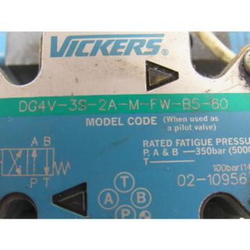Vickers DG4V-3S-2A-M-FW-B5-60 110V Hydraulic Solenoid Valve W/Aluminum Manifold