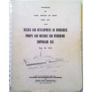 Sperry Rand, Vickers Div 1963  Proposal Hydraulic Pumps/Motors