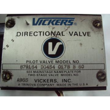 879164 DG454 017B B 60 Vickers Hydraulic Directional Valve 879164DG454017BB60
