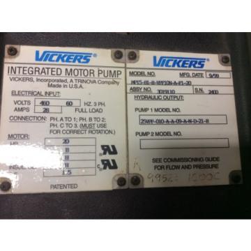 Vickers Integrated Motor Pump MP15-B1-R-VPF10N-A-F1-20 - 20 HP Hydraulic Pump