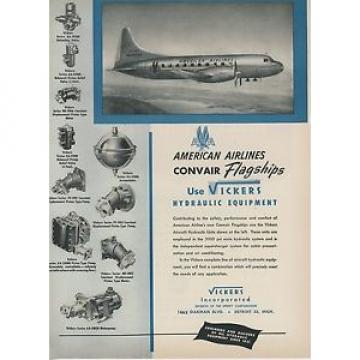 1948 Vickers Hydraulic Equipment Ad American Airlines Convair Flagship Aircraft