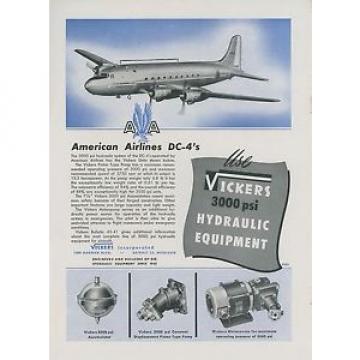 1946 Vickers Aviation Hydraulic Ad American Airlines Douglas DC-4 Airplane