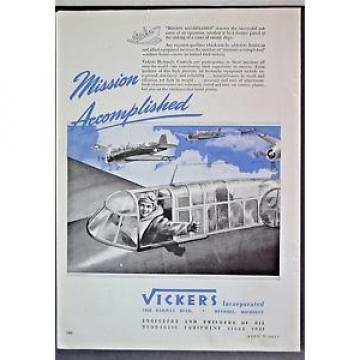 1943 WW2 WWII Vickers Hydraulic Control Aircraft Industry Parts Vintage Print Ad