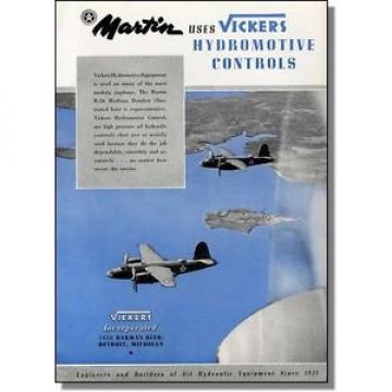 1942 Martin B-26 medium bomber photo ~ Vickers hydraulic controls print-ad