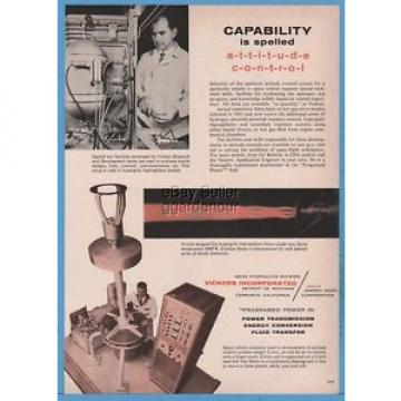 1961 Vickers Aero Hydraulics Detroit MI Torrance CA Space Vehicle Simulator Ad