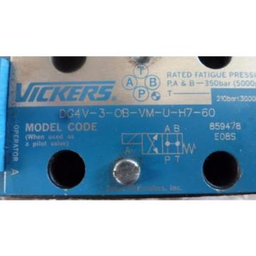 Vickers DG4V-3-0B-VM-U-H7-60, Hyd Valve w/ 24VDC Coil origin Old Stock