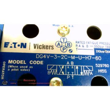 VICKERS DG4V-3-2C-M-U-H7-60, SOLENOID VALVE, 24VDC 30W, 3000 PSI,, Origin #215233
