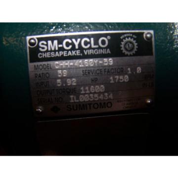 Origin SUMITOMO SM-CYCLO 59:1 GEAR SPEED REDUCER CHH-4160Y-59  INPUT 592 HP