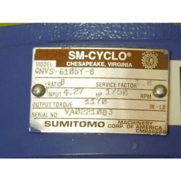 SUMITOMO SI-CYCLO GEAR BOX, CNVS-6105Y-8, 8:1 RATIO, Origin