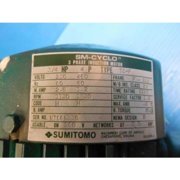 SUMITOMO RMH08-50RY AC GEAR MOTOR CLASS I MOTOR HP 3/4 RATIO 30 RPM 583