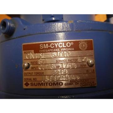 SUMITOMO SM-CYCLO CNHX-610HY Speed Reducer Ratio 87 76HP 1750RPM origin Old Stock