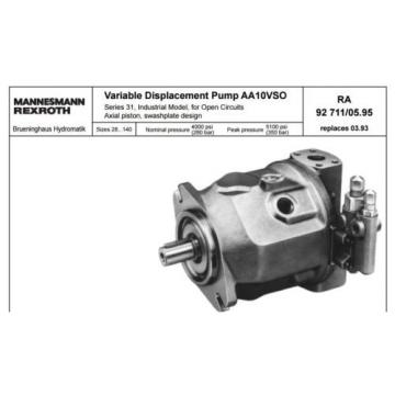 Bosch Rexroth Variable Displacement pumps A10VSO, R902401330 [E1FL]