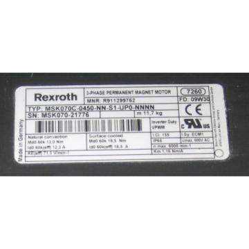 Rexroth MSK070C-0450-NN-S1-UPO-NNNN # Phase Permanent Magnet Motor in origin Cond