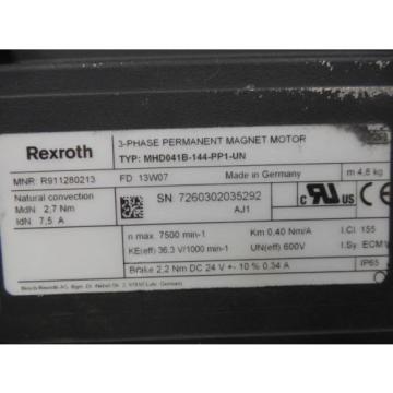 USED Rexroth Indramat MHD041B-114-PP1-UN Permanent Magnet Servo Motor
