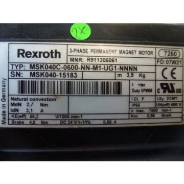 Rexroth MSK040C-0600-NN-M1-UG1-NNNN, 3-Phase Permanent Magnet Motor mit Bremse