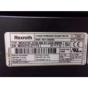Rexroth MSK070C-0150-NN-S1-UG0-NNNN 3 Ph Permanent Magnet Motor MOT4045