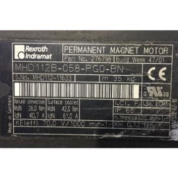 REXROTH INDRAMAT PERMANENT-MAGNET-MOTOR lt;gt; MHD112B-058-PG0-BN