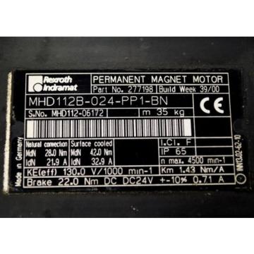 Rexroth Indramat MHD112B-024-PP1-BN Permanent Magnet Servo Motor