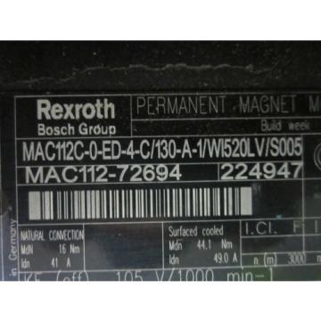 Rexroth MAC112 MAC112C-0-ED-4-C/130-A-1/WI520LV/S005 Permanent Magnet Motor