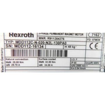 REXROTH INDRAMAT MDD112C-N-020-N2L-130 PAO Servomotor``used``