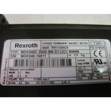 WARRANTY Origin Rexroth MSK040C-0600-NN-S1-UG1-NNNN Permanent Magnet Servo Motor