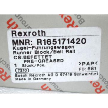 REXROTH R165171420 Rollen-Führungswagen Runner Block/Roller Rail NEU Origin