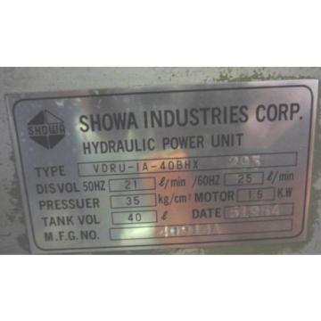SHOWA VDRU-1A-40BHX 293 Hydraulic Power Unit NACHI USV-0A-A3-075-4-1830B Pump