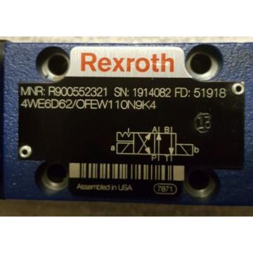 Rexroth Bosch R900552321 Valve 4WE6D62/OFEW110N9K4 - Used Excellent Condition
